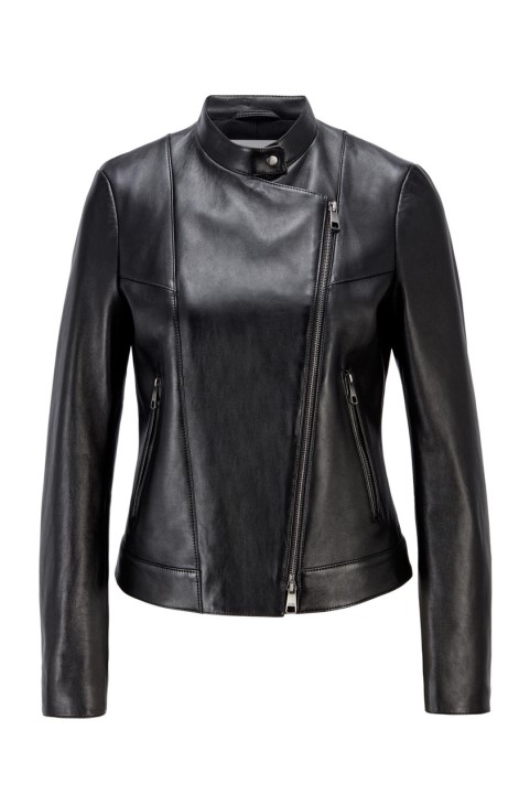 Boss Leather Jacket Samaki 50454472 μαύρο