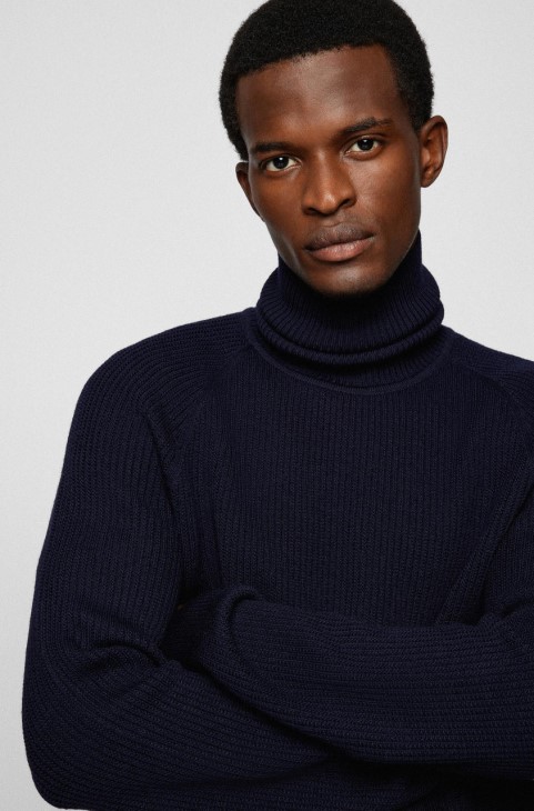 Boss Roll Neck Knit Novenzo 50457714 ελιά