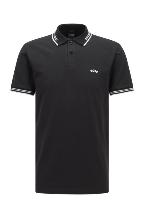 Boss Polo Paul Curved Nos 50469210 μαύρο