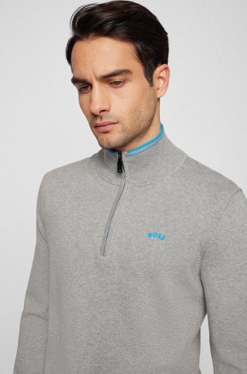 Boss Half Zip Zitom 50468134 ανοιχτό γκρι
