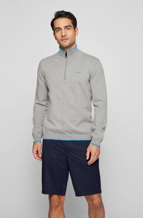 Boss Half Zip Zitom 50468134 ανοιχτό γκρι
