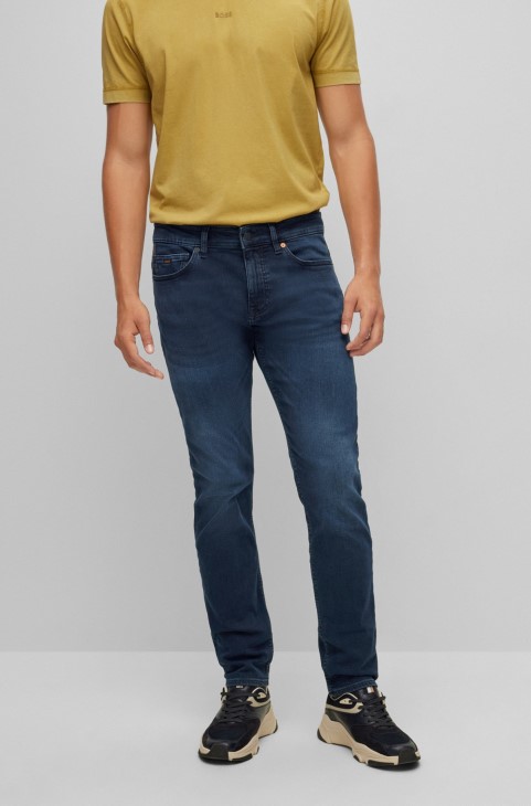 Σκούρο μπλε τζιν Slim-fit σε μπλε-μαύρο Comfort-stretch Denim Hugo Boss