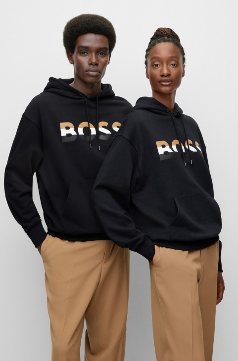 Hugo Boss μαύρο Unisex φούτερ χαλαρής εφαρμογής από οργανικό βαμβάκι