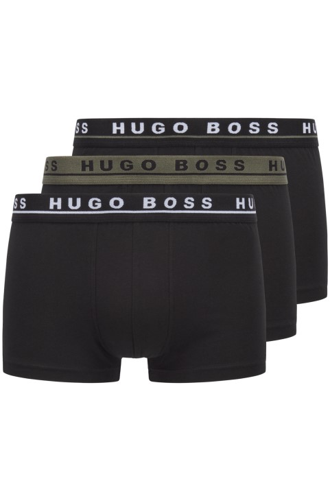 Hugo Boss τριών συσκευασιών από ελαστικά βαμβακερά τρουκς μαύρα με λογότυπο στη μέση