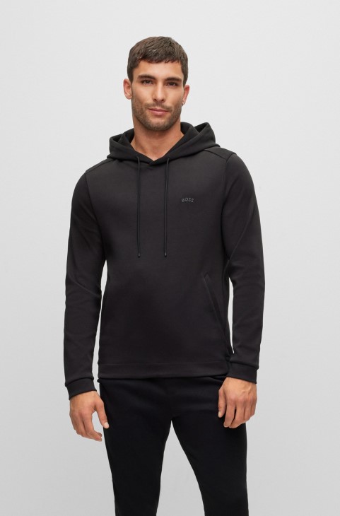 Hugo Boss Hoodie από οργανικό βαμβάκι με μαύρο κυρτό λογότυπο