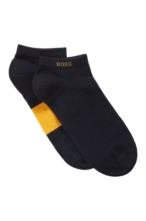 Hugo Boss δύο πακέτα κάλτσες στον αστράγαλο σε σκούρο μπλε βαμβακερό μείγμα