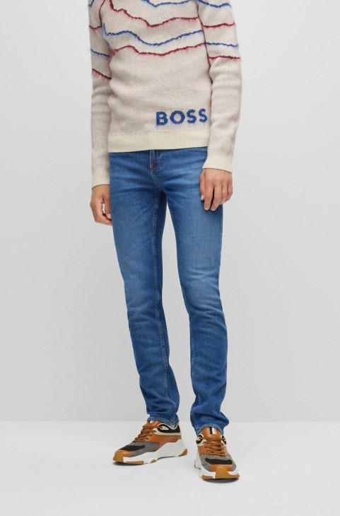 Σκούρο μπλε τζιν Slim-fit σε μπλε Comfort-stretch Denim Hugo Boss