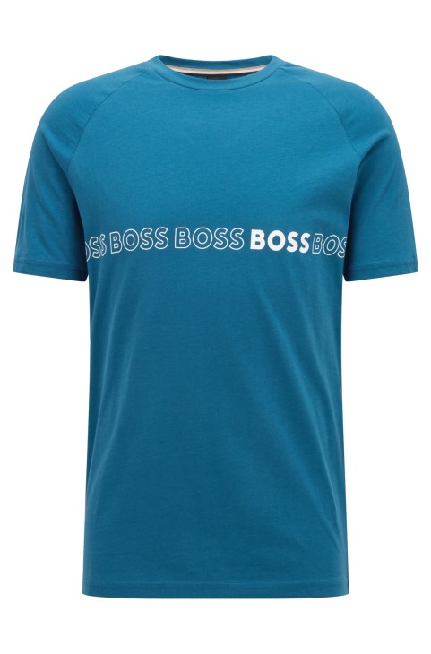 Slim-fit μπλουζάκι Hugo Boss βαμβακερό ζέρσεϊ με μπλε προστασία Upf 50