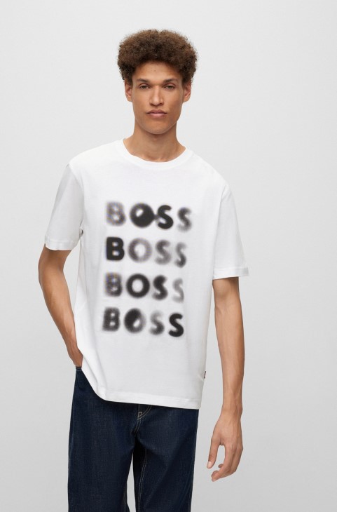 Hugo Boss βαμβακερό μπλουζάκι σε χαλαρή εφαρμογή με λογότυπο λευκό