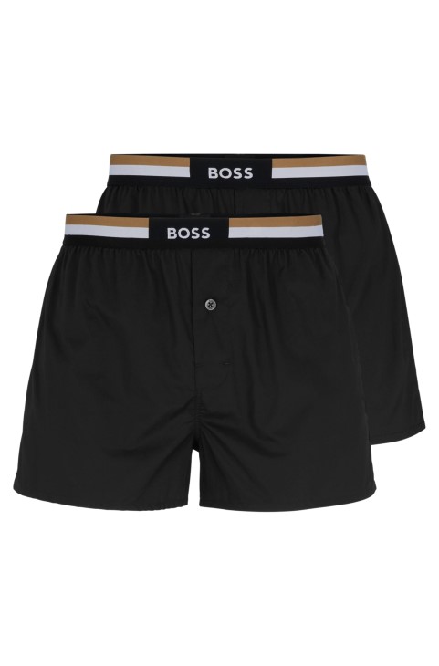 Hugo Boss δύο πακέτα πιτζάμα σορτς με μαύρη ζώνη στη μέση με υπογραφή