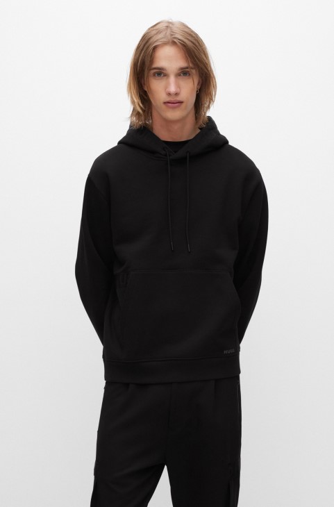 Hugo Boss Hoodie από οργανικό βαμβάκι με μαύρα διακοσμητικά λογότυπου