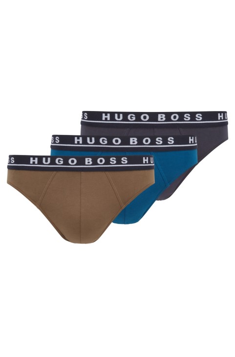 Hugo Boss τριών συσκευασιών βαμβακερό σλιπ με μοτίβο στη μέση