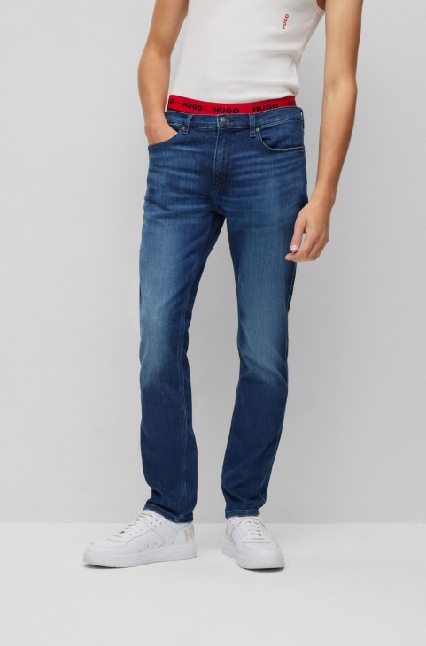 Slim-fit τζιν σε μπλε Comfort-stretch Denim Hugo Boss σκούρο μπλε