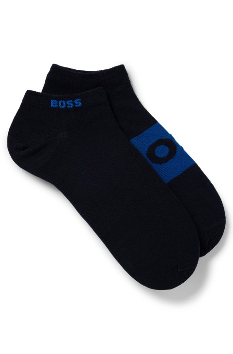 Hugo Boss σκούρο μπλε δύο πακέτα κάλτσες μέχρι τον αστράγαλο από ελαστικό ύφασμα