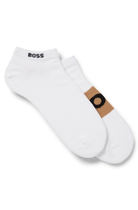 Hugo Boss δύο πακέτα κάλτσες μέχρι τον αστράγαλο σε λευκό ελαστικό ύφασμα