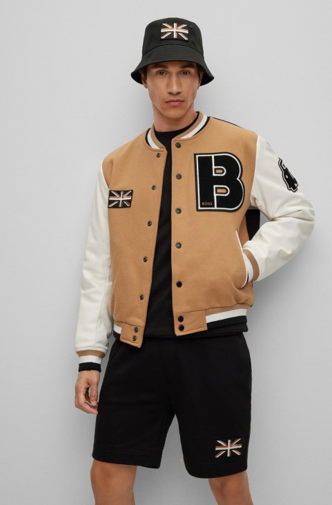 μπουφάν French-terry Varsity με Union Jack μπεζ Hugo Boss