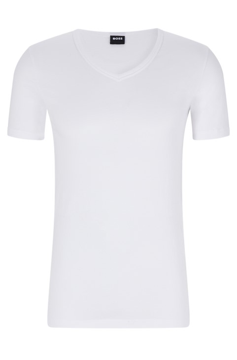 Hugo Boss δύο πακέτα Slim-fit T-shirts σε ελαστικό βαμβακερό λευκό