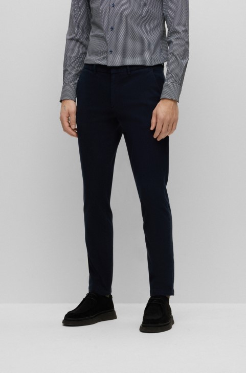 Hugo Boss Slim-fit Chinos σε μείγμα ελαστικού βαμβακιού σκούρο μπλε