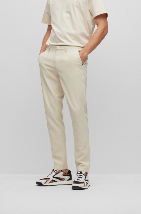 Slim-fit Chinos σε μείγμα από ελαστικό βαμβάκι λευκό Hugo Boss