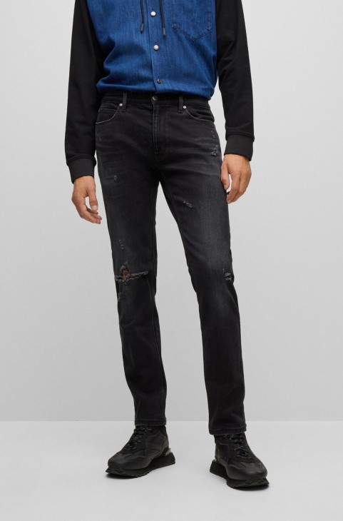 Σκούρο γκρι τζιν Hugo Boss Slim-fit σε μαύρο Comfort-stret τζιν