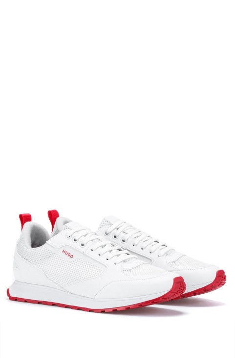 Hugo Boss White Trainers μικτών υλικών με μαρκάρισμα