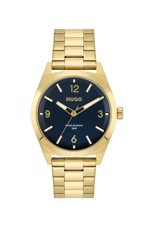 Ποικιλία Pre Pack ρολόι Hugo Boss σε χρυσό εφέ με μπλε καντράν και βραχιόλι με σύνδεσμο