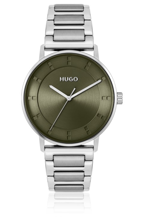 Hugo Boss ανάμεικτο ρολόι Pre Pack Link-bracelet με καντράν ελιάς