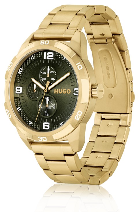 Assorted Pre Pack Gold-tone watch with olive dial Hugo Boss